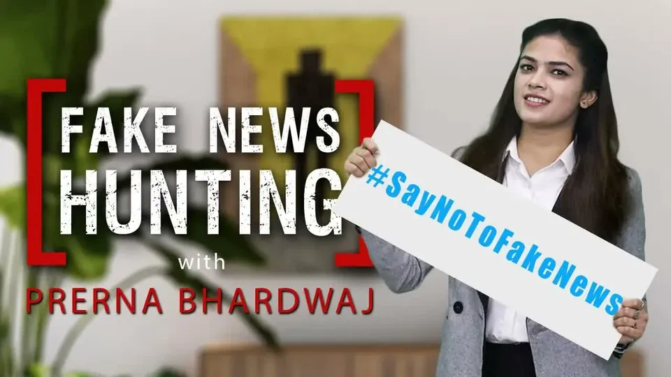 Video thumbnail: the show’s “Fake News Hunting” title card beside the host, holding a placard.